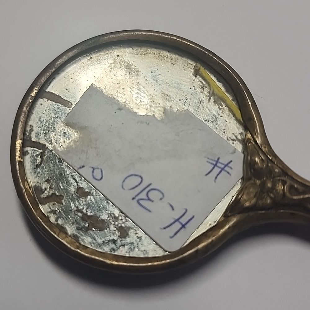 Vintage Ornate Metal Hand Mirror in Aged Brass Tone/ miniature!! - Picture 5 of 11